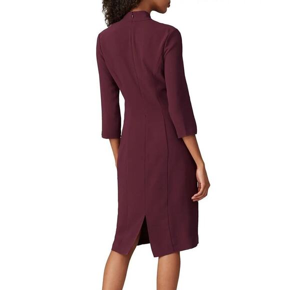 Amanda Uprichard Reid Dress 3/4 Sleeve Tie Keyhole Neck Sheath Purple Small - Picture 2 of 8